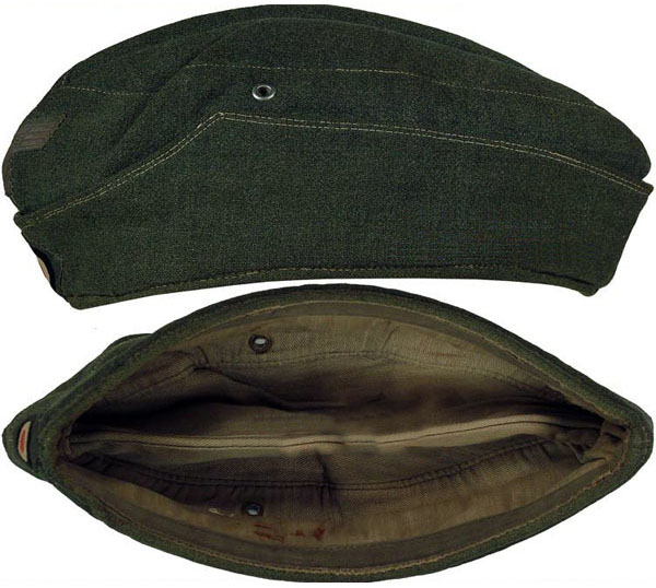 Vista lateral y del interior de la gorra para tropa M34